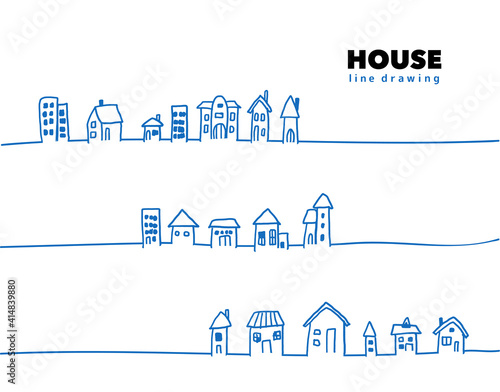 手描きで描いた家のベクターラインイラスト