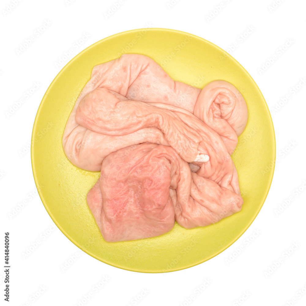 Boiled pig's organs on white background Boiled pig's organs on white background
