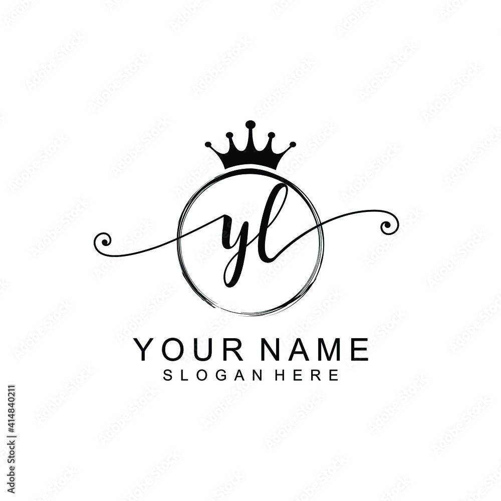 YL Initial handwriting logo template vector YL Initial handwriting logo template vector