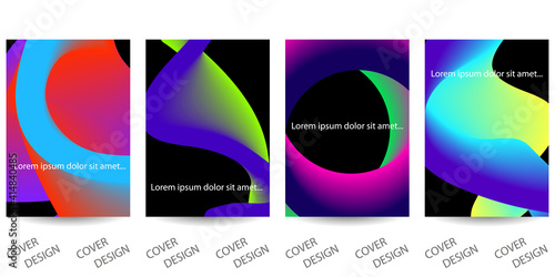 Trendy template for design cover, poster, flyer. Layout set for sales, presentations. Colorful background in vibrant gradient colors with abstract fluid shapes. Vector. A4