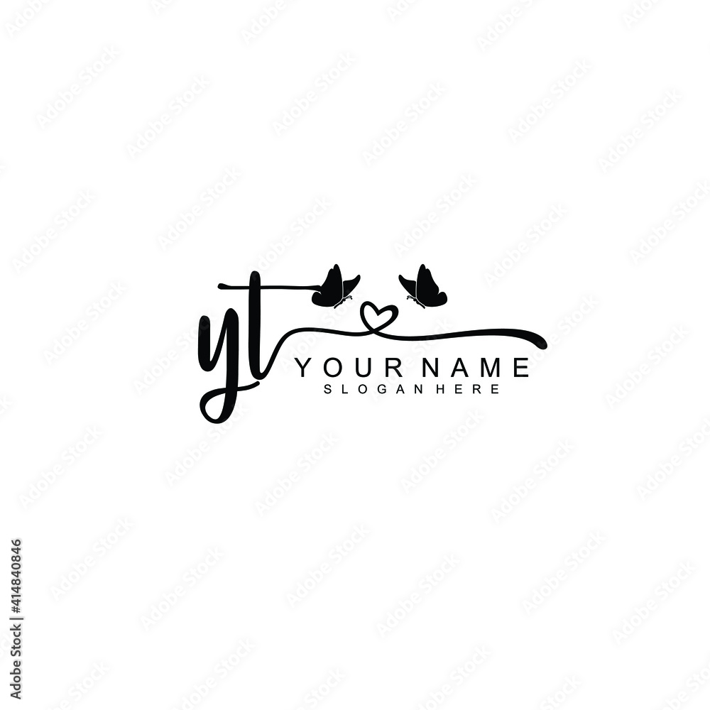 YT Initial handwriting logo template vector YT Initial handwriting logo template vector