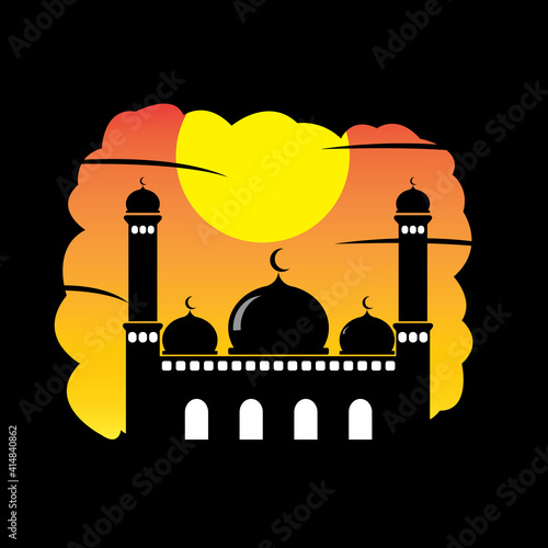Mosque background design in flat style with isolated white background. mosque background design for your website design logo icon, app, UI. Vector illustration, EPS10.