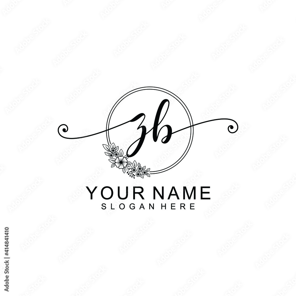 ZB Initial handwriting logo template vector ZB Initial handwriting logo template vector