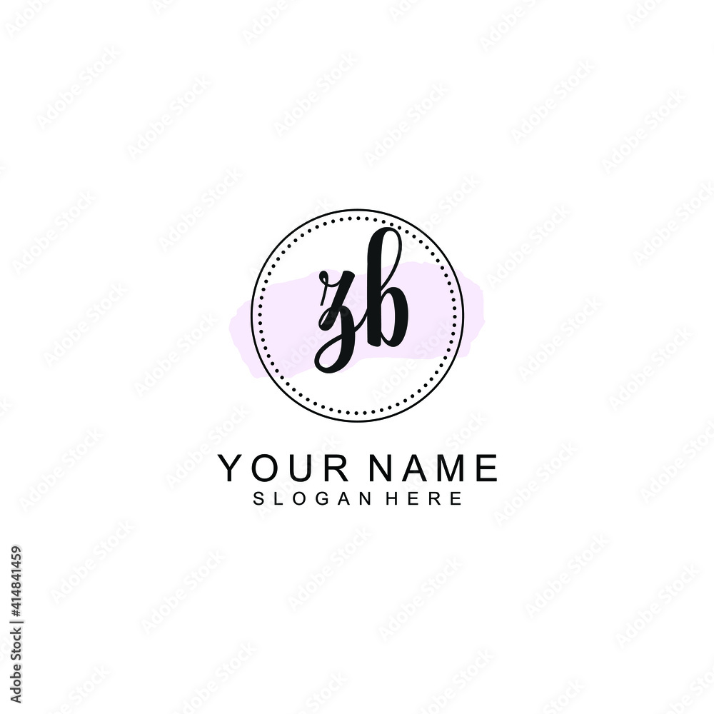 ZB Initial handwriting logo template vector