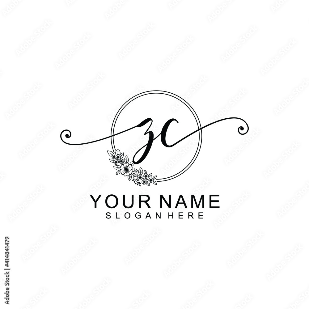 ZC Initial handwriting logo template vector ZC Initial handwriting logo template vector