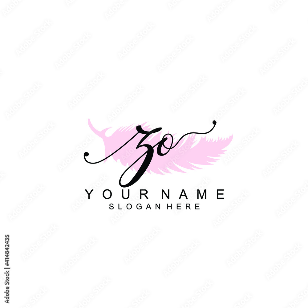 ZO Initial handwriting logo template vector ZO Initial handwriting logo template vector