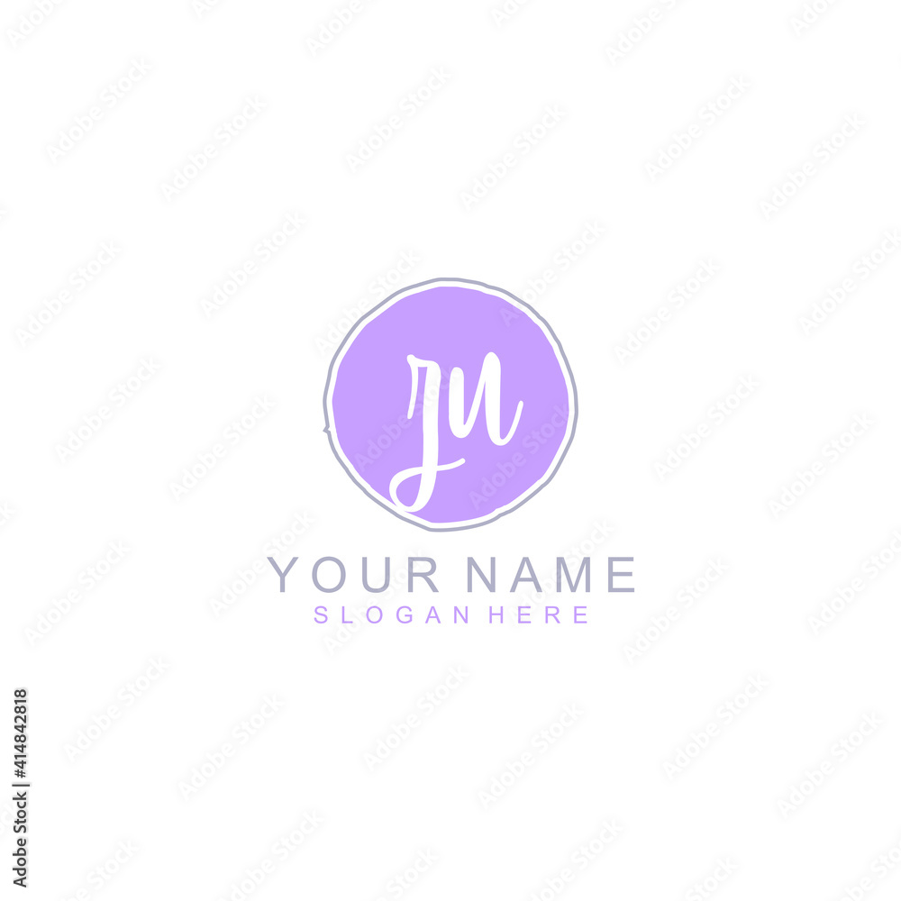 ZU Initial handwriting logo template vector ZU Initial handwriting logo template vector