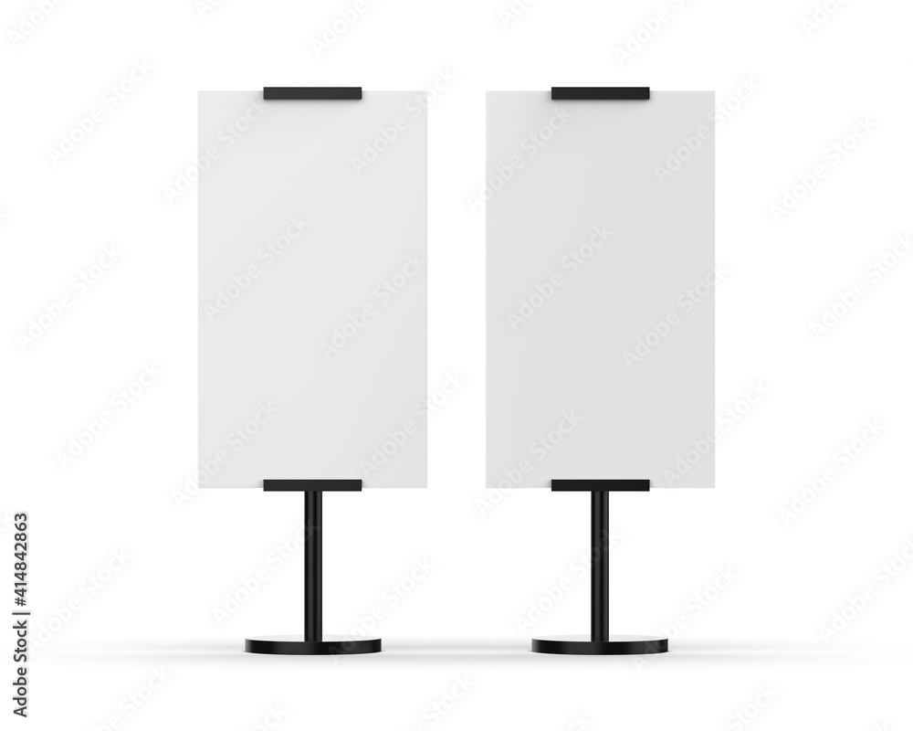 Outdoor advertising POS POI stand banner Or light-box, mock up template on isolated white background, 3d illustration Outdoor advertising POS POI stand banner Or light-box, mock up template on isolated white background, 3d illustration