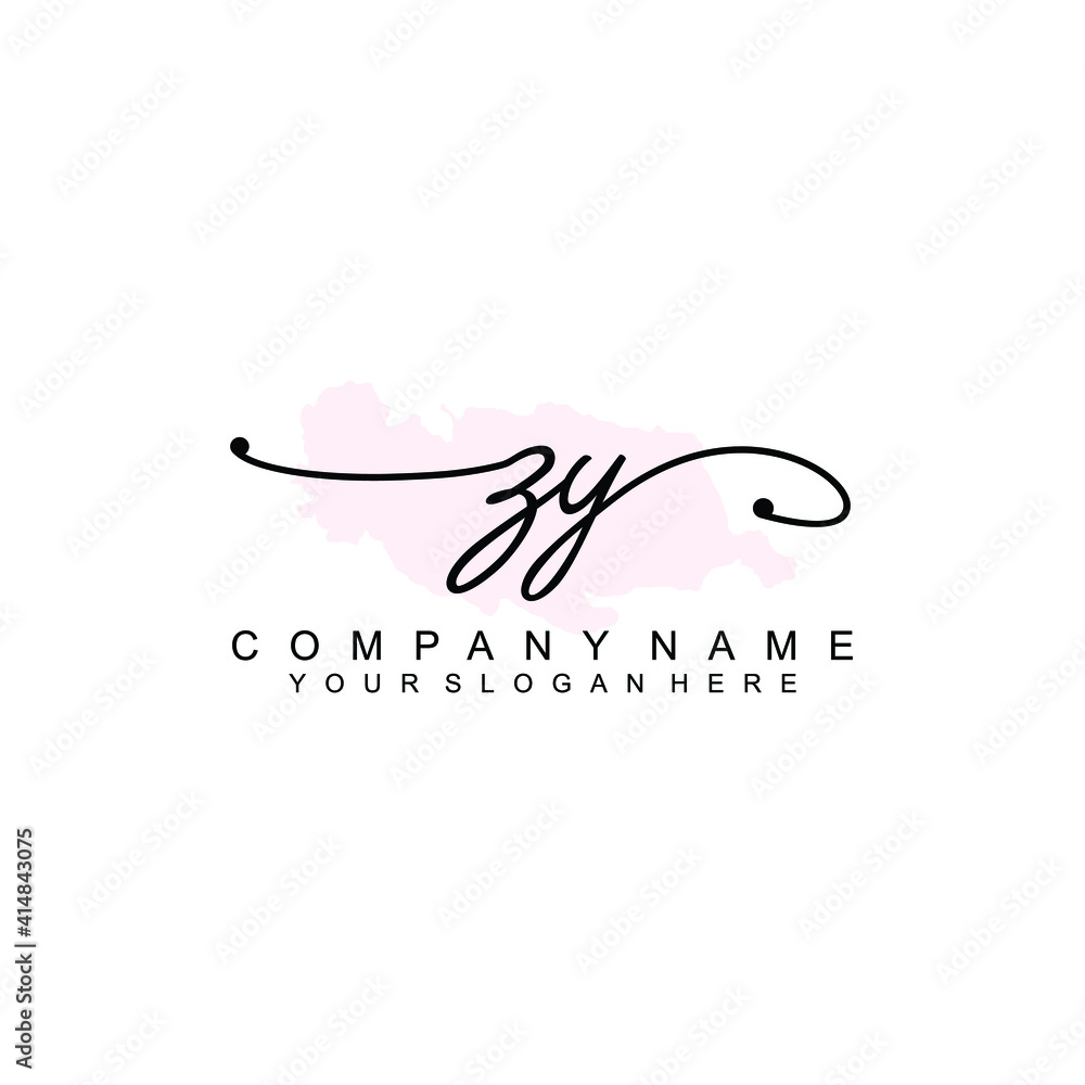 ZY Initial handwriting logo template vector ZY Initial handwriting logo template vector