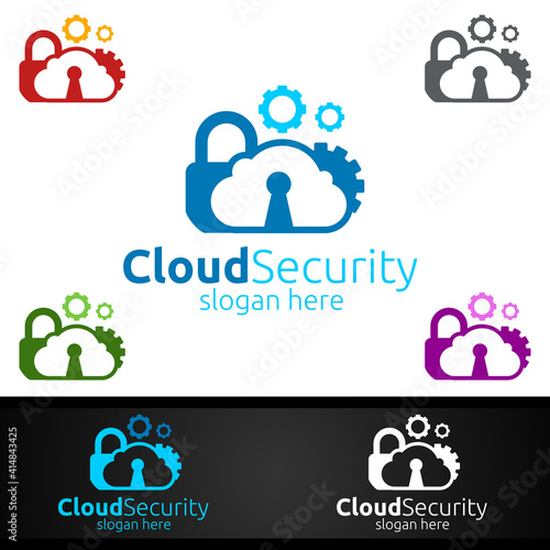 Digital Cloud Security Logo for Network, Internet , Hosting or Backup Server
