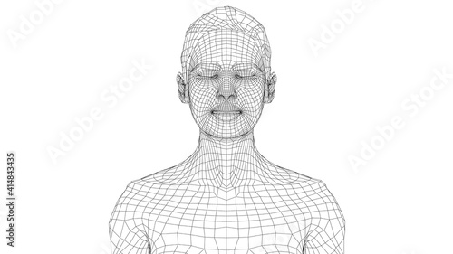 Wireframe portrait of a young beautiful girl