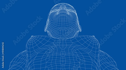 Wireframe female breast. Close-up view