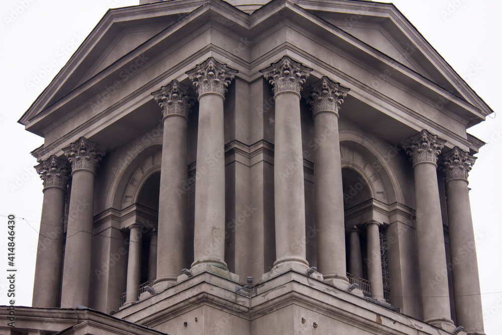 the facade of a christian cathedral with pillars