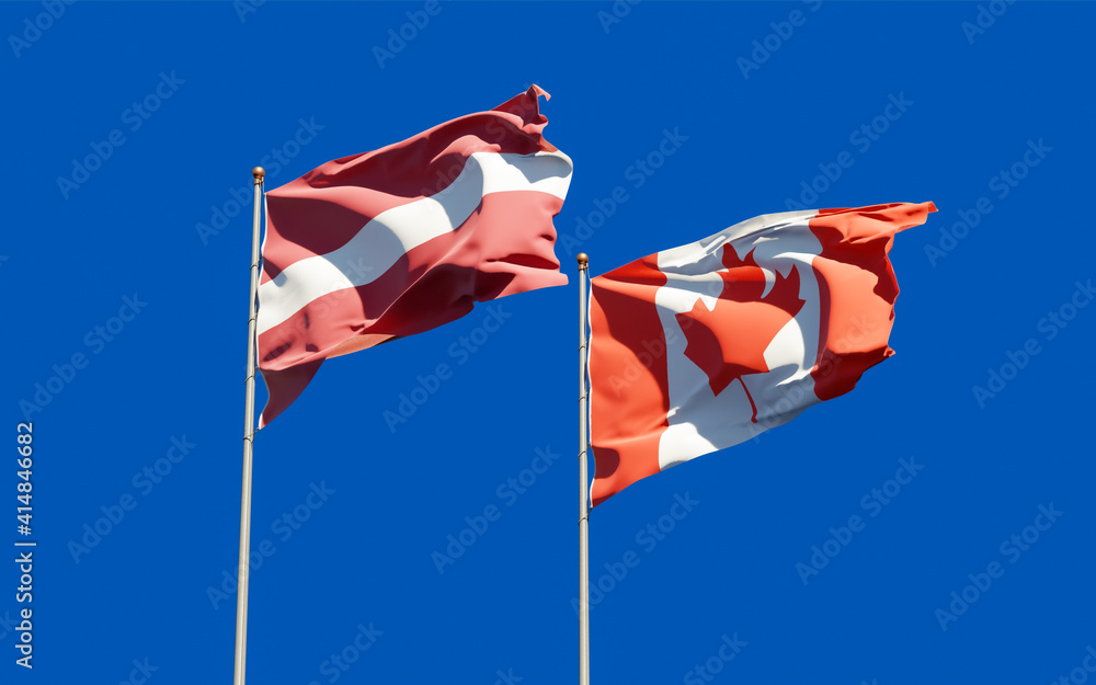 Flags of Latvia and Canada. Flags of Latvia and Canada.