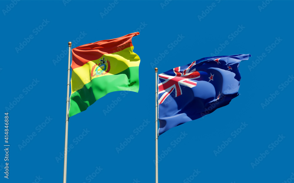 Flags of New Zealand and Bolivia. Flags of New Zealand and Bolivia.