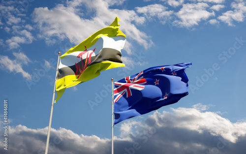 Flags of New Zealand and Brunei.