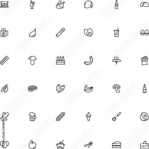 icon vector icon set such as: champignons, shell, cock, lager, fire, grape, cloves, chanterelle, tenderloin, poultry, cork, seed, penne, classic, front, root, 4 pack, winery, frozen, forest, half