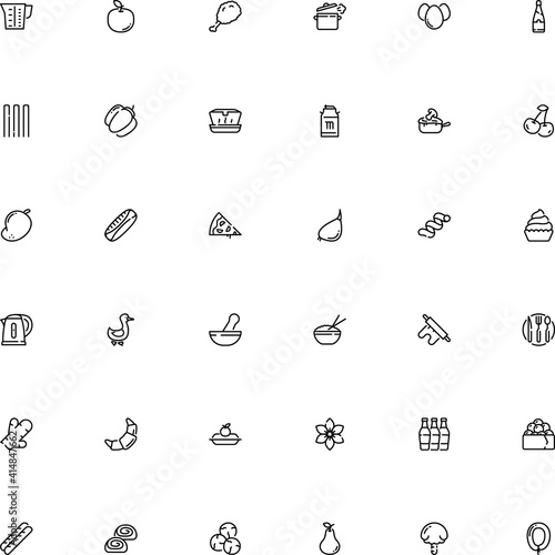 icon vector icon set such as: homemade, teapot, cold, abstract, bulb, lasagne, aniseed, riccioli, flower, cup, julienne, glassware, leg, capers, pin, cylinder, champagne, ravioli, gunkan, boil
