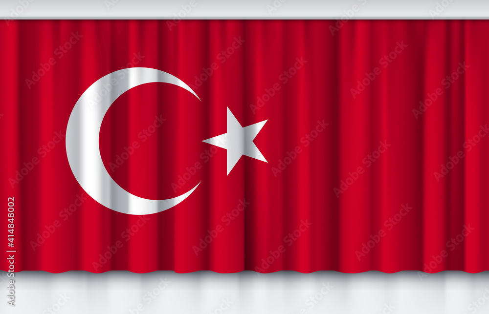 Obraz premium Flag of Turkey on silk curtain, stage performance event ceremony show,3d illustration