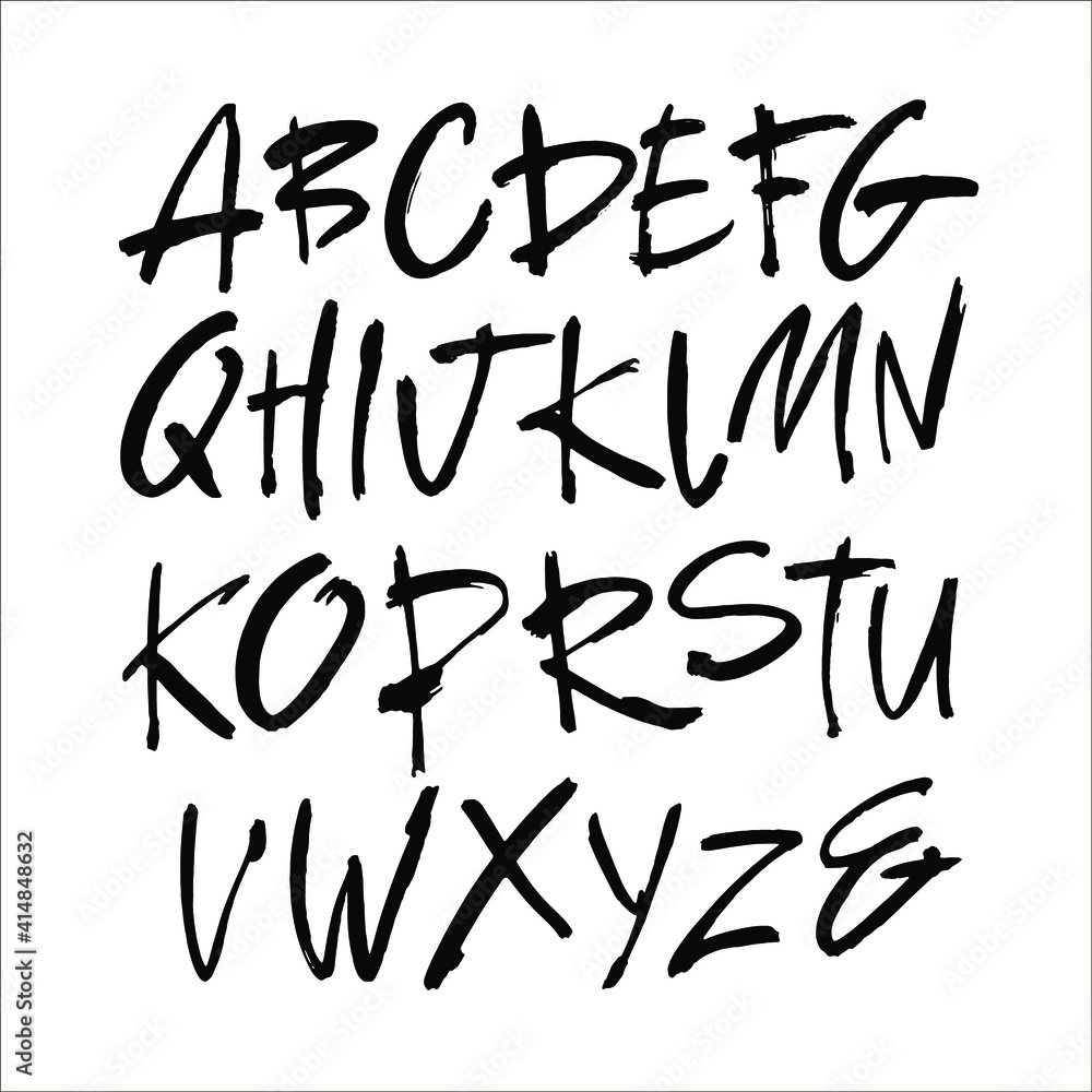 Vector Acrylic Brush Style Hand Drawn Alphabet Font. Calligraphy alphabet on a white background Vector Acrylic Brush Style Hand Drawn Alphabet Font. Calligraphy alphabet on a white background