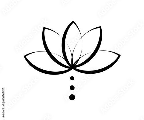Blooming lotus on a white background. Silhouette. Vector illustration.