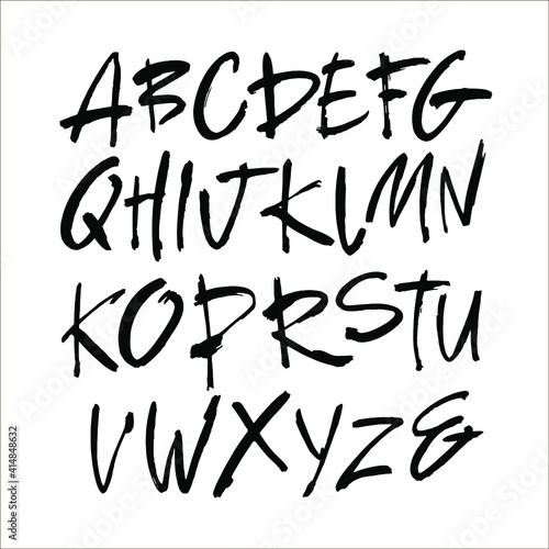 Vector Acrylic Brush Style Hand Drawn Alphabet Font. Calligraphy alphabet on a white background