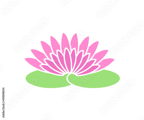 Blooming lotus on a white background. Symbol. Vector illustration.
