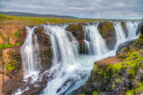 Kolufoss waterfall at Kolugljufur canyon on Iceland photo