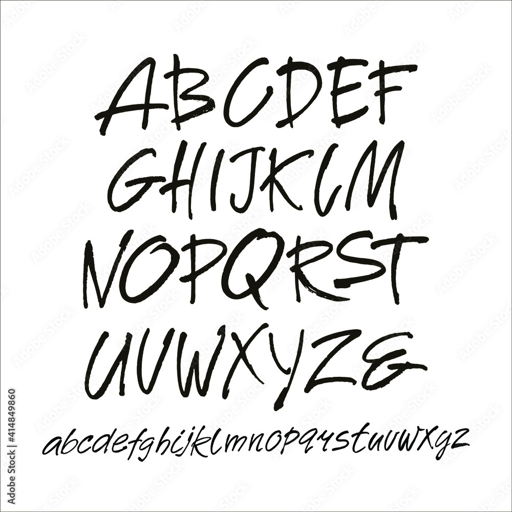 Vector Acrylic Brush Style Hand Drawn Alphabet Font. Calligraphy alphabet on a white background Vector Acrylic Brush Style Hand Drawn Alphabet Font. Calligraphy alphabet on a white background