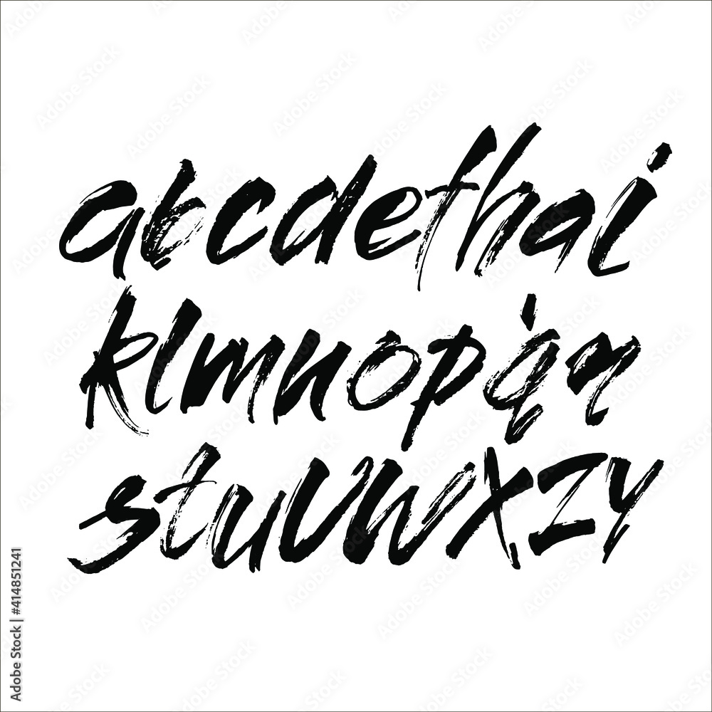 Obraz premium Vector Acrylic Brush Style Hand Drawn Alphabet Font. Calligraphy alphabet on a white background