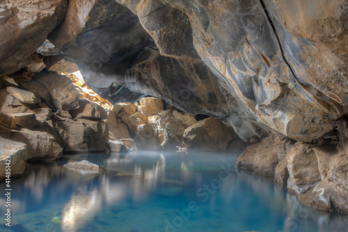 View of Grotagja cave on Iceland photo