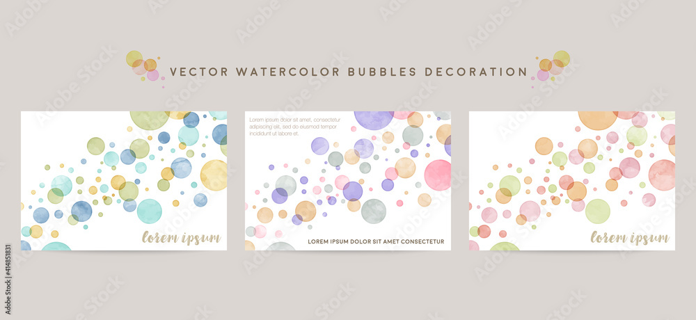 watercolor bubbles background. vector card design template