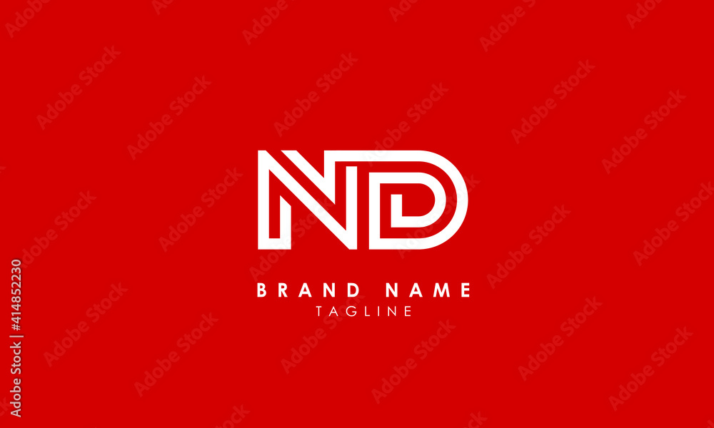Alphabet letters Initials Monogram logo ND, DN, N and D Alphabet letters Initials Monogram logo ND, DN, N and D