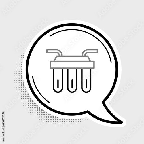 Line Water filter icon isolated on grey background. System for filtration of water. Reverse osmosis system. Colorful outline concept. Vector.