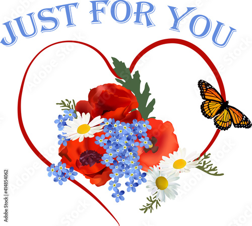 Bouquet of garden and wild flowers 