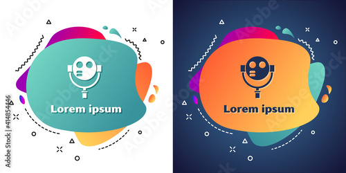 White Tourist binoculars icon isolated on white and blue background. Binoculars telescope on the observation deck for tourists. Abstract banner with liquid shapes. Vector.