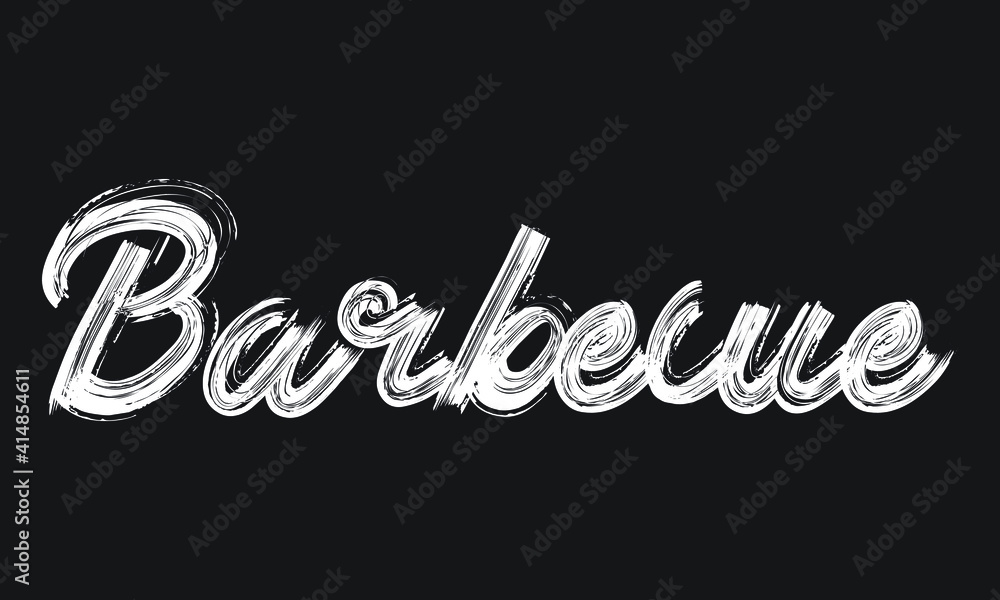 Barbecue Handwritten restaurant and kitchen Brush font phrase ...