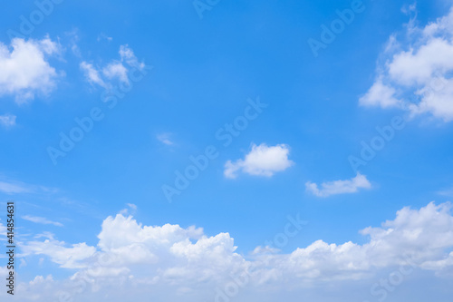 beautiful in nature of cloudscape the blue sky with white fluffy cloud fresh ozone in morning of sunny day for landscape and blur background