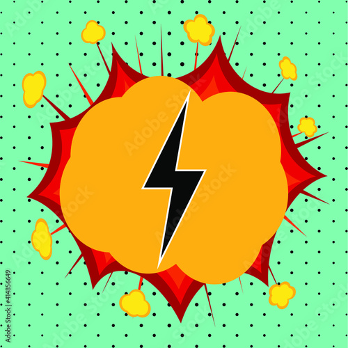 Electric discharge sign, pop art explosion, vector illustration photo