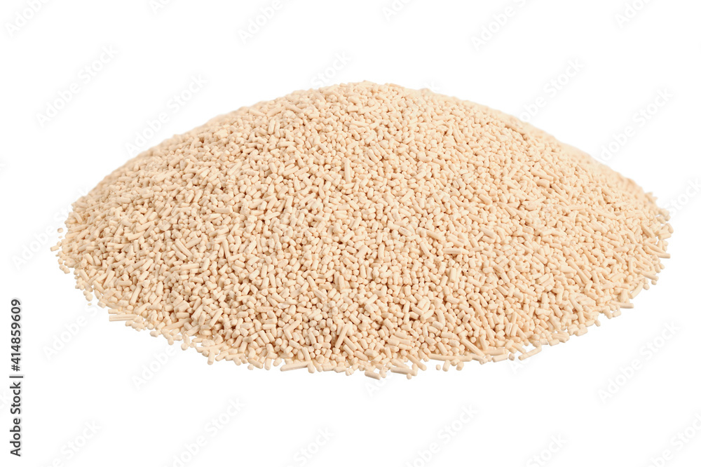 A Heap of Dry Baking (Bakers) Fast Acting Yeast Granules. Isolated on White. A Heap of Dry Baking (Bakers) Fast Acting Yeast Granules. Isolated on White.