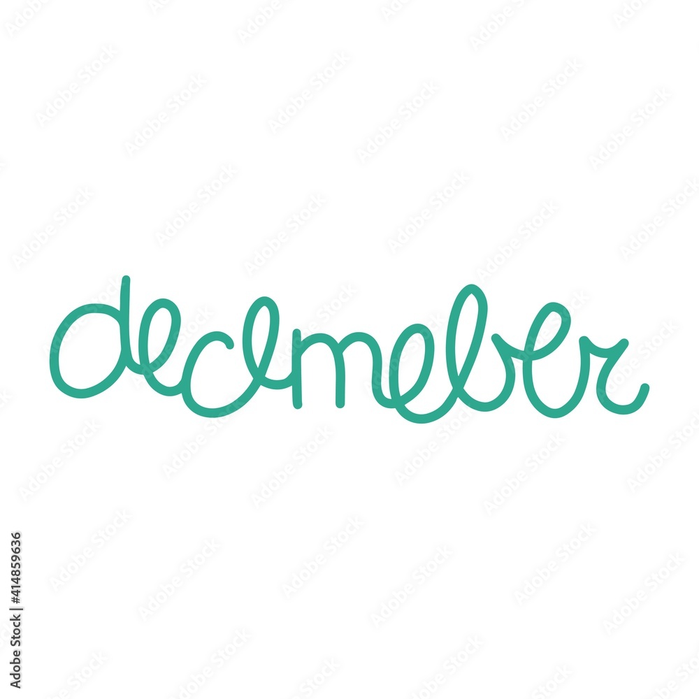 Hand drawn lettering phrase DECEMBER. Month December for calendar. Ink brush lettering for invitation card, calendar, poster, flyer, advertising design.