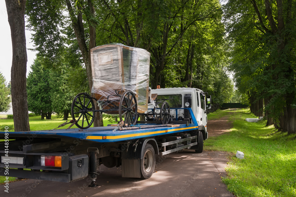 Carriage on a truck during transportation