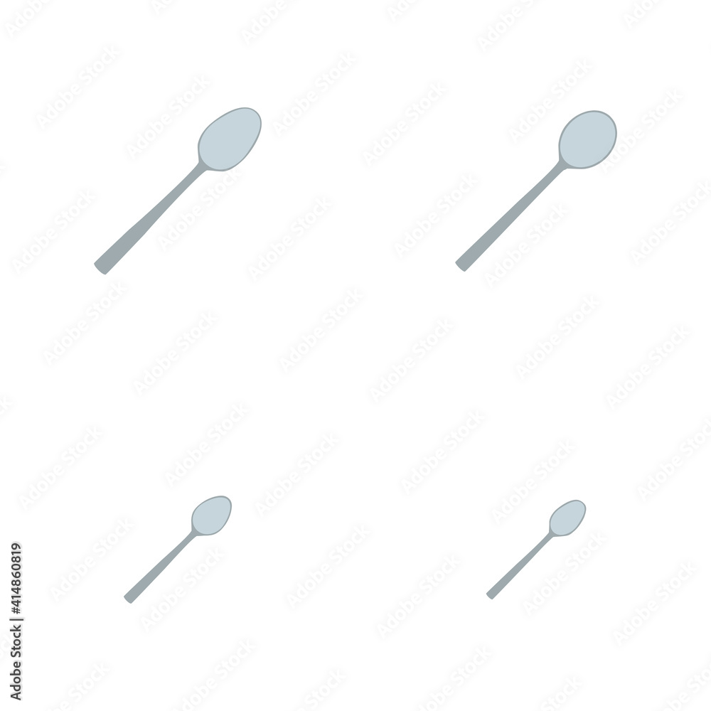 Tablespoon, soup, dessert, coffee spoons. Four images. Tablespoon, soup, dessert, coffee spoons. Four images.