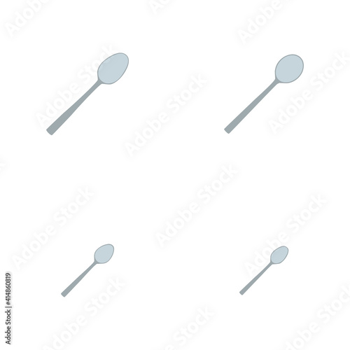 Tablespoon, soup, dessert, coffee spoons. Four images.