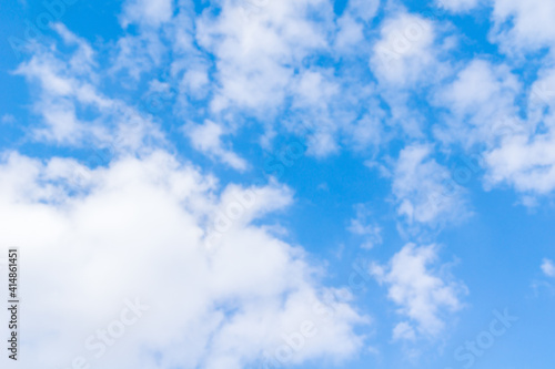 White clouds in a spring blue sky