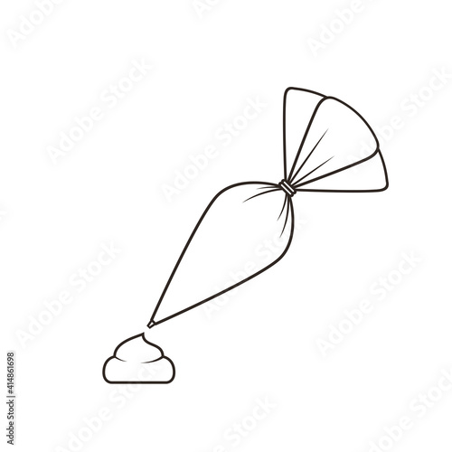 Bakery logo. Piping Cream Cake logo design. Silicone Piping Cream Cake doodle symbol.