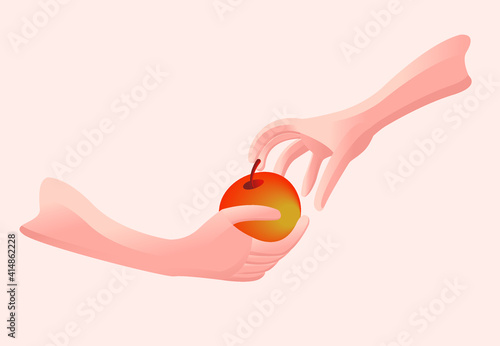 The fall of man. Eve gives forbidden fruit to Adam. Lapse form virtue, first offence. Fall from the grace. The first sin, ancestral sin.