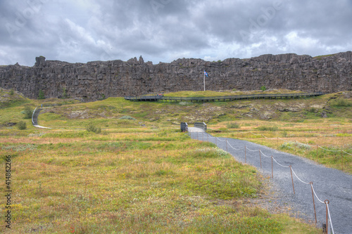 Landscape of Thingvellir national park in Iceland photo