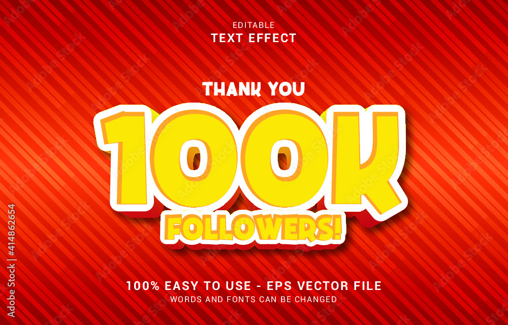 editable text effect, Thank You Followers style editable text effect, Thank You Followers style