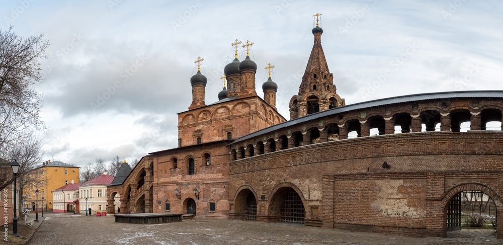 View of the Uspensky cathedral in the territory of Krutitskoy metochion, Moscow, Russia